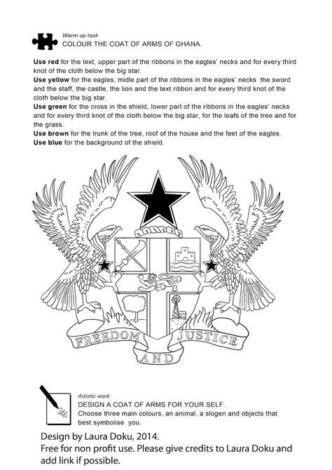 Colour The Coat Of Arms Of Ghana | Free Drawing and Coloring (With ...