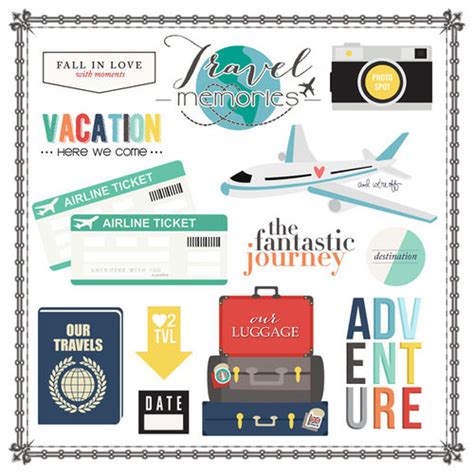 Scrapbook Customs Travel Memories Elements Stickers