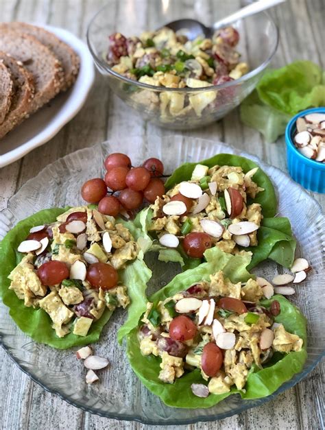 Curried Vegan "Chicken Salad" with Grapes and Almonds