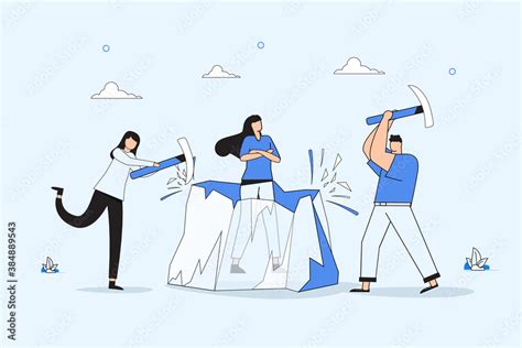 Ice breaking or icebreaker activity, game and event. Vector artwork of a group of people using ...