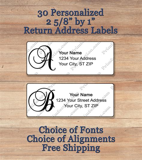 30 Printed Peel & Stick Monogram Personalized Return Address Labels ~ Script 1 | eBay