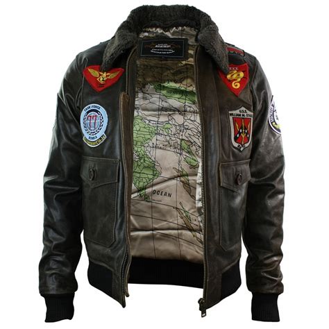 Mens Real Leather US Aviator Air Force Pilot Flying Bomber Jacket Black ...