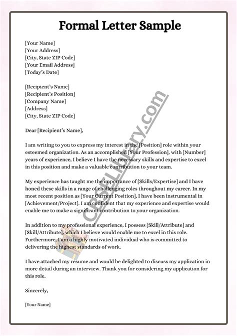 Formal letter how to write a formal letter template samples examples ...