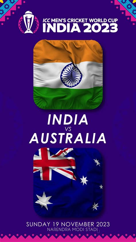 Australia vs India Match in ICC Men's Cricket Worldcup India 2023, Vertical Status Video, 3D ...