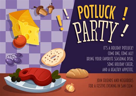 Stunning Template Vector Illustration: Potluck Vector Illustration Invitation Template - Designious