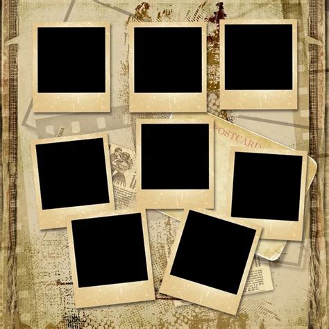 Vintage background with stack of old polaroid frame - Stock Image - Everypixel