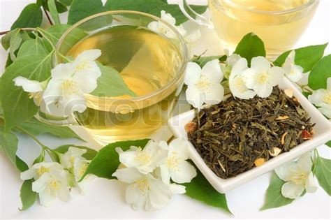 Organic jasmine tea leaves with fresh ... | Stock image | Colourbox