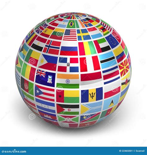 Globe with world flags stock illustration. Image of color - 22465001