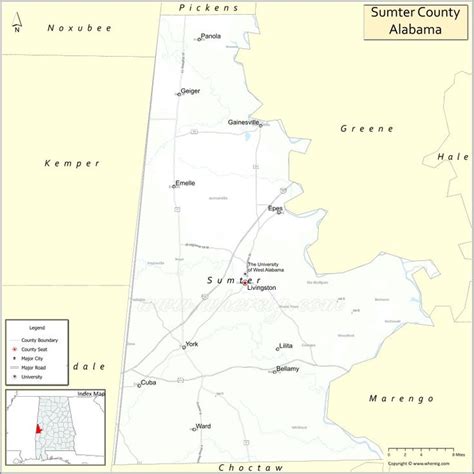 Map of Sumter County, Alabama - Where is Located, Cities, Population, Highways & Facts | Sumter ...