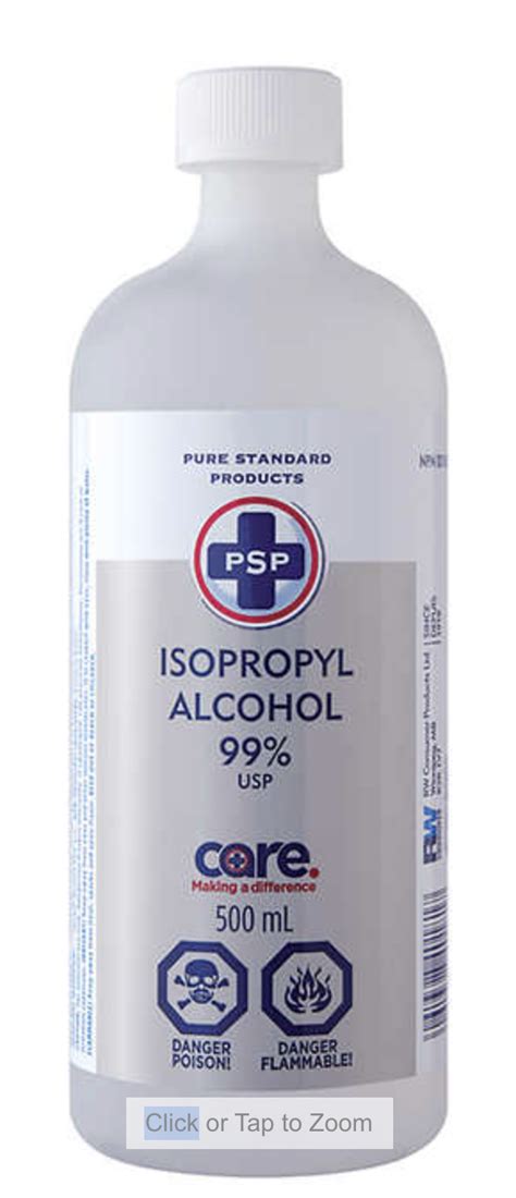 Isopropyl Alcohol 99% 500ml bottle - 061398401817