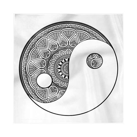 Mandala Decorative Napkins Set of 4, Traditional Style Ying Yang with ...