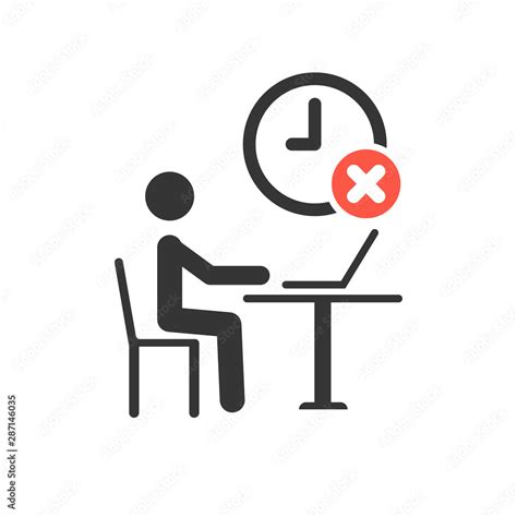 Working process icon with cancel sign, close, delete, remove symbol. Pictogram Businessman ...