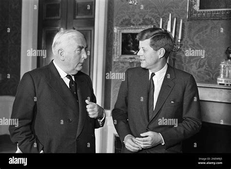 Prime Minister Robert Menzies chats with President Kennedy during a visit to the White House ...