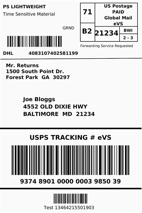 4X6 Shipping Label Template Pdf