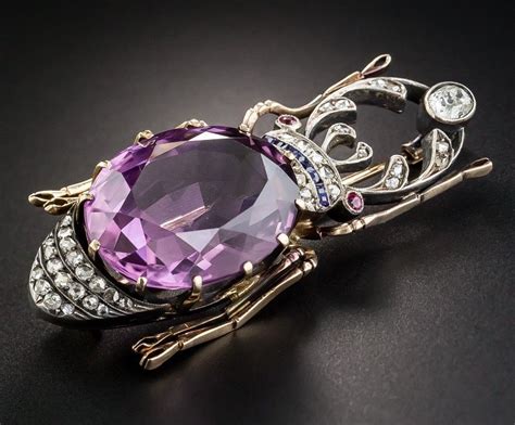 ©️ Lang Antiques Victorian Imperial Russian Amethyst Beetle Brooch ...