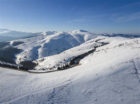 Aerial Winter View of Balkan Mountains Around Beklemeto Pass, Bulgaria ...