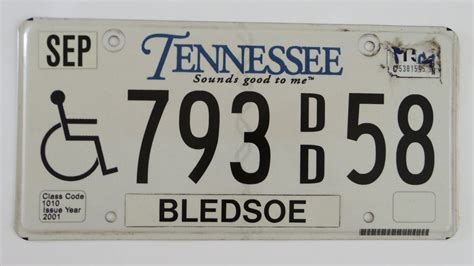 Tennessee Handicap License Plate Tag