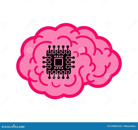 Neuralink Chip In Brain. Microchip In Head Artificial Intelligence. Vector Illustration ...