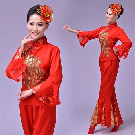 traditional chinese folk dance costume for woman national dragon dance costumes dancing yangko ...