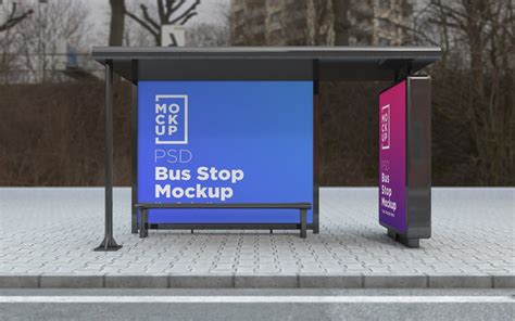 Bus Stop Signage Outdoor Advertising Sign advertisement product mockup