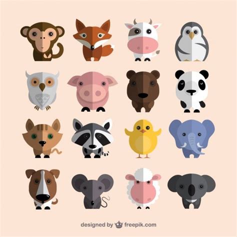 Free Vector | Cute animals collection | Cute animal illustration, Animal illustration, Flat ...