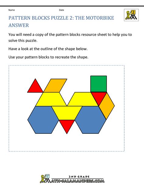 Pattern Block Worksheets 2nd Grade - 8 best images of free pattern block printables math puzzles ...