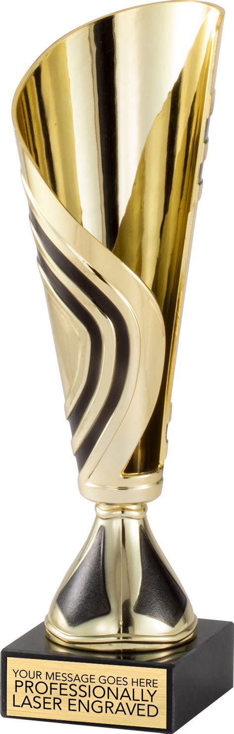 Plastic Gold Cup with Black Trim Design - 11.5 inch - Trophy Depot