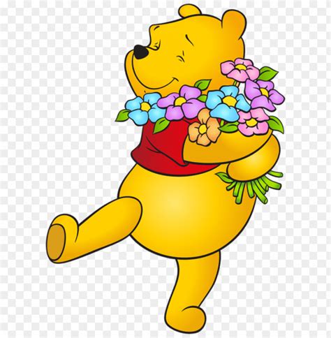 Winnie The Pooh With Flowers Free Clipart Png Photo - 46318 | TOPpng