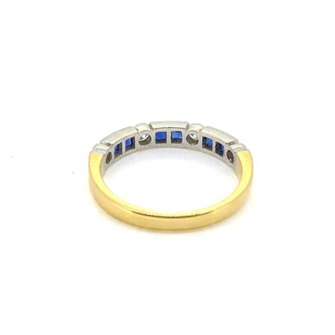 Princess Cut Sapphire and Diamond Half Eternity Band Ring