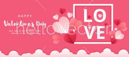 Valentine's day vector banner with pink hearts and typography.