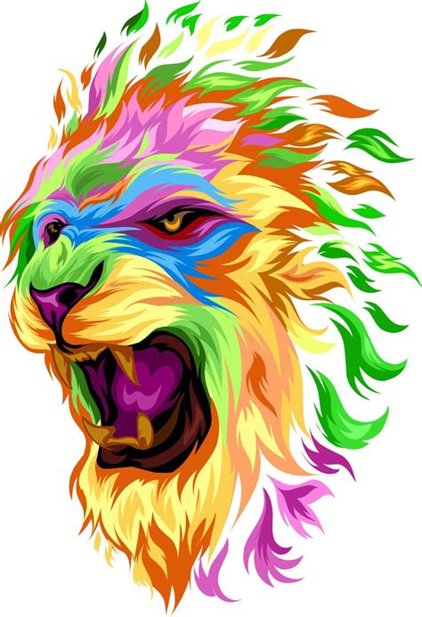 Vector Lion head full color and colorful 12319773 Vector Art at Vecteezy