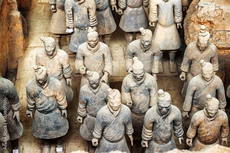 Top view of terracotta soldiers of the famous Terracotta Army Stock ...