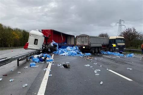 M6 closure shown in new pictures after massive lorry crash - LancsLive