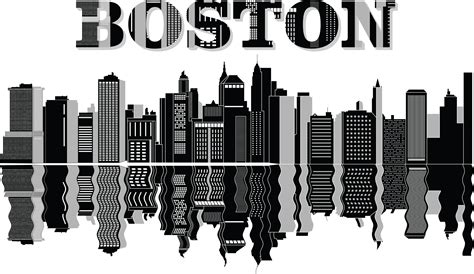 Free Clipart Of A reflecting boston city skyline