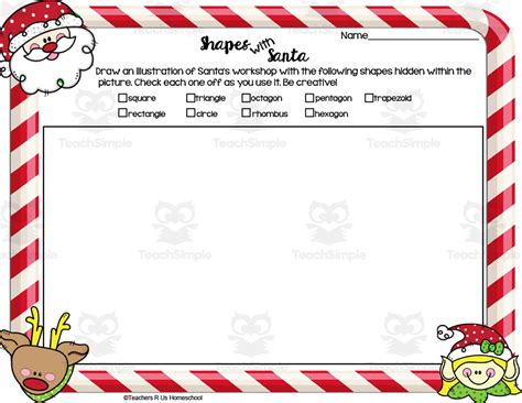 Shapes with Santa Math Activity by Teach Simple