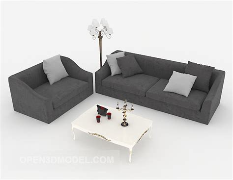 Modern Grey Minimalist Sofa Free 3d Model - .Max - Open3dModel