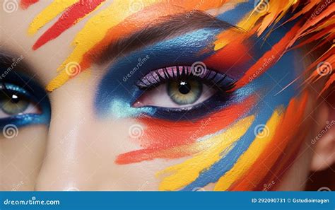 Vibrant Colors Paint a Fantasy of Beauty on a Woman Face Generated by ...