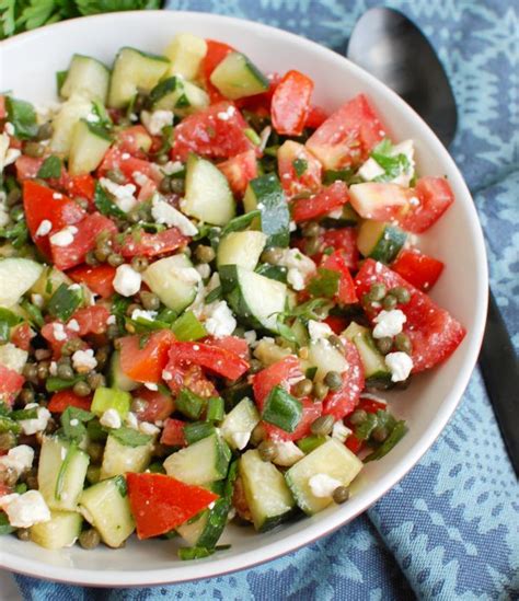 Tomato and Cucumber Salad with Capers - A Cedar Spoon