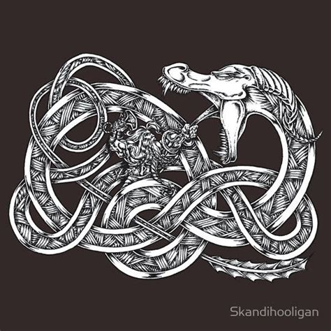 Jörmungand V Thor Essential T-Shirt by Skandihooligan | Norse mythology tattoo, Viking tattoos ...