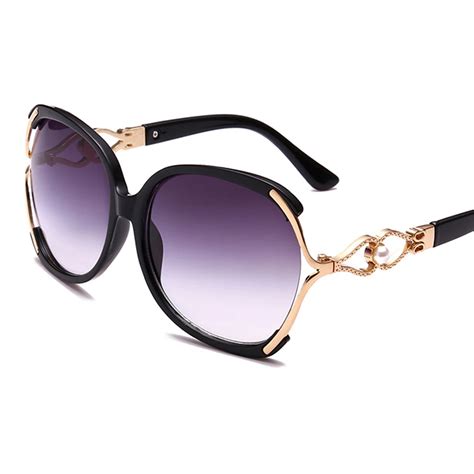 Luxury Brand Women Retro Pearl Designer Sunglasses Oval Oversized Outdoor Eyewear 2018 Sun ...