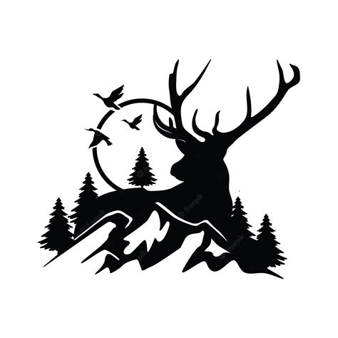 Premium Vector | Deer mountain logo silhouette Deer hunting logo Hunting season hunting shirt design