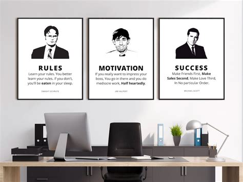 The Office TV Show Quotes Print Set, 3 Piece Wall Art, the Office Posters, Funny Gift for Office ...