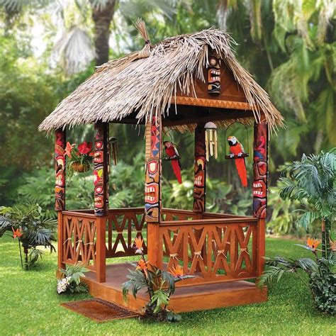 The Tropical Tiki Hut - Hammacher Schlemmer | Tiki hut, Tiki decor, Tiki bar decor