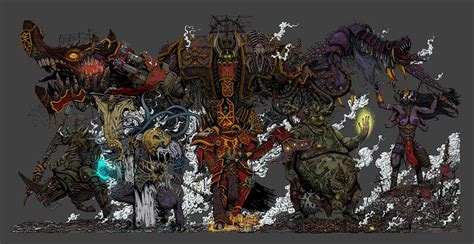 Lords of Chaos. Warhammer 40k poster. Colored edition, Egor Klyuchnyk | Chaos lord, Warhammer ...