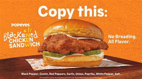 Popeyes blackened chicken sandwich on the menu