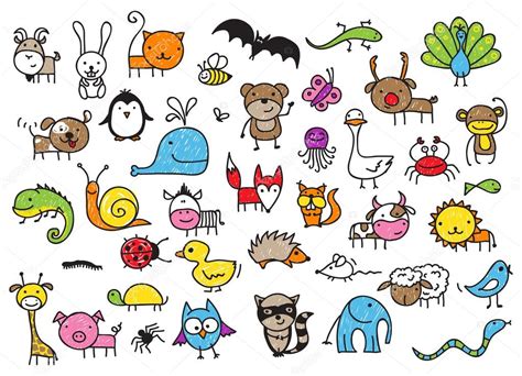 Kid's drawings of animals Stock Vector Image by ©zsooofija #70066739
