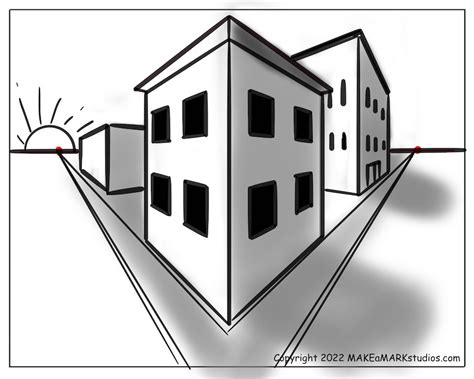 How to draw a 2 point perspective city for beginners! » Make a Mark Studios