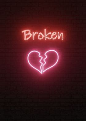 'broken heart neon' Poster by NEONTHING | Displate