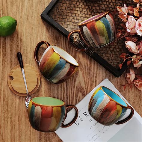 Hand Painted Coffee Mugs Set Original Scented Tea Cups Creative Beer ...