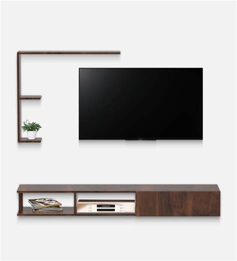 Buy Wooden Tv Unit Cabinet with Shelves in Walnut Colour by DecorGlance ...